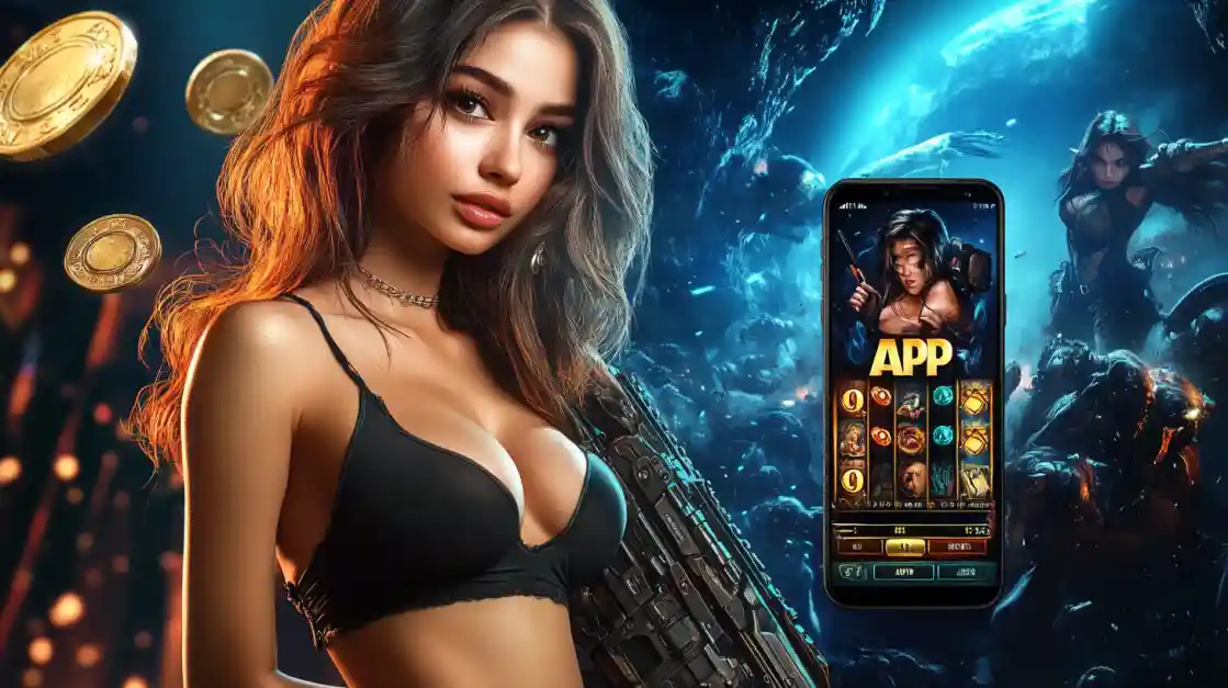 একজন সাহসী নারী ck66 মোবাইল গেমিং অ্যাপ ব্যবহার করছেন, যা অ্যাকশনভিত্তিক গেমের অনুভূতি প্রকাশ করে।